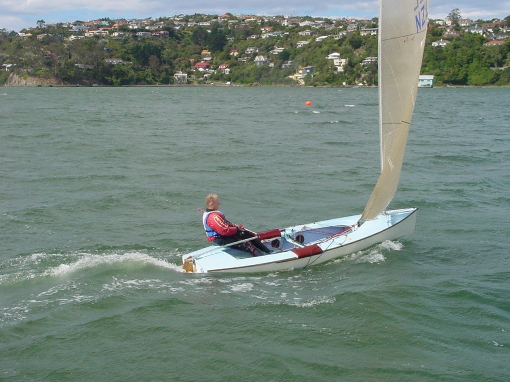 Gary Griffith heading for the finishing line after capsizing meters from the finish as the wind changed at the Dunedin Festival of Sail regatta.<br />
<br />
03                             Starlings coming down the final lead.<br />
<br />
05                  Richard Hawkins and team on Reprieve – extended Elder 680 © Event Media